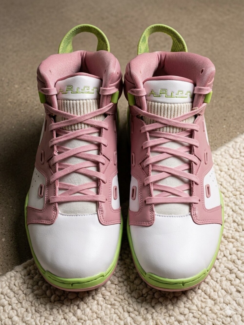 Jordan Pastel Pink and Lime Green Athletic Shoes